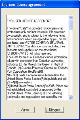 Usage Agreement screen appears. Click Agree if you agree with it.